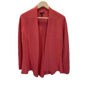 Eileen Fisher Coral‎ Knit Silk Organic Blend Open Cardigan size M Petite